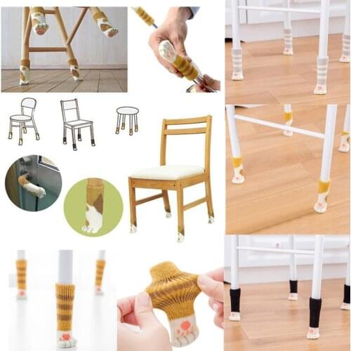 4pcs Chair Leg Covers Cat Paw Non-Slip Metal Furniture Legs Socks Floor Protector Table Chair Mute Cover Furniture Foot Sleeve