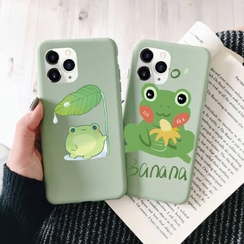 CARTOON Frog Phone Case Green Candy Color for iPhone 11 12 mini pro XS MAX 8 7 6 6S Plus X SE 2020 XR