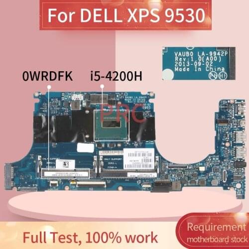 CN-0WRDFK 0WRDFK For DELL XPS 9530 i5-4200H Laptop motherboard LA-9942P SR15G DDR3 Notebook Mainboard