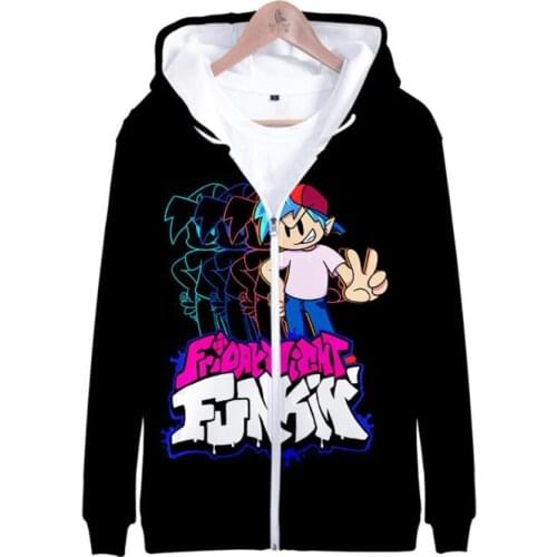 Anime Game Friday Night Funkin Kids Hoodie with Zipper Hooded Sweatshirt Boys Girls Sweat Shirt Fleece Jackets Children Clothes