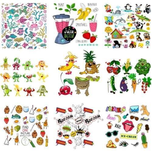 Iron on Transfer for Clothing Thermo Stickers Heart Transfers Diy Combination Patch Applique Kid Clothes Textile Vinyl Stripes C