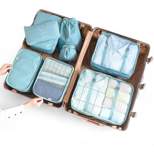 Cross border travel storage bag luggage underwear shoes bundle pocket travel finishing bag clothing storage bag set of 8 pieces