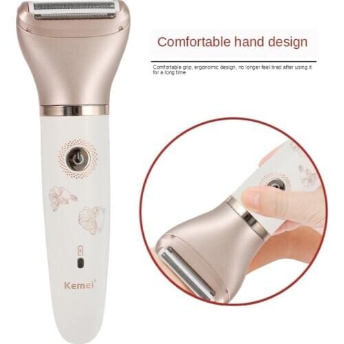 KM-1632 2 In 1 Electric Epilator USB Hair Clipper Waterproof Plainless Rechargeable Bikini Face Hair Remover Removal +2 Heads
