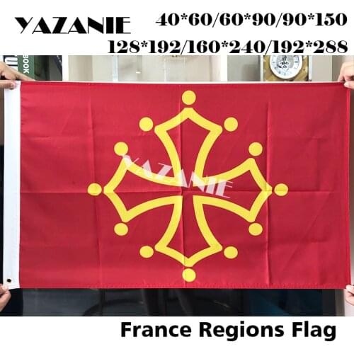 YAZANIE France Midi Pyrenees Flags and Banners National Polyster French France Region Occitan cross Flag
