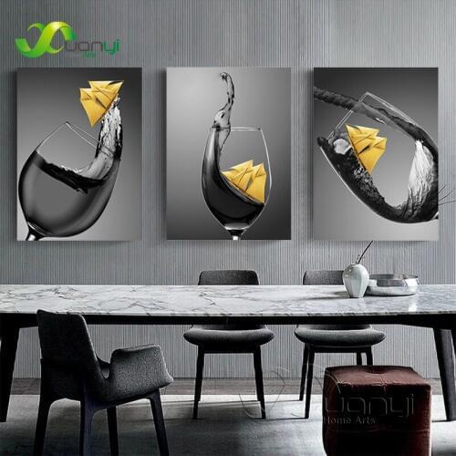 HD Nordic Wineglass Canvas Painting Wall Art Pictures For Living Room Modern Home Decoration For Kitchen Posters And Prints