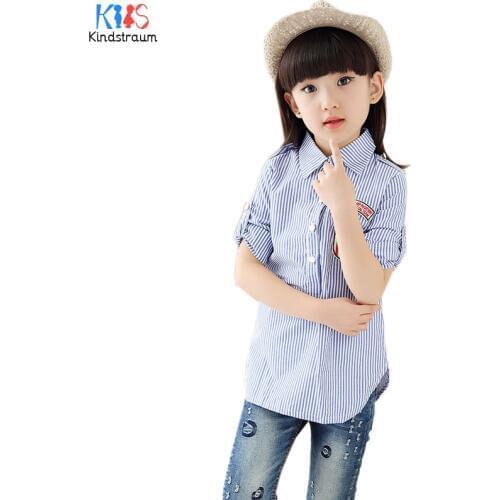 Kindstraum 2018 New Design Girls Striped Shirts Brand Children Cotton Clothes Spring & Autumn Casual Blouses for Kids,RC1003