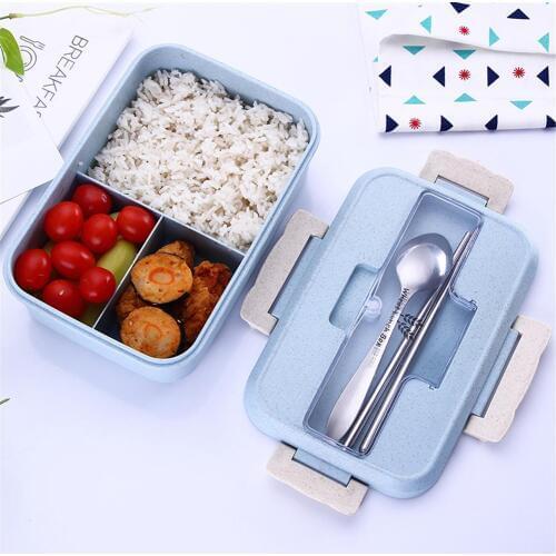 Wheat straw lunch box Bento Microwave Bento Lunch Box Picnic Food Container Lunch Box Food Storage Container for Student