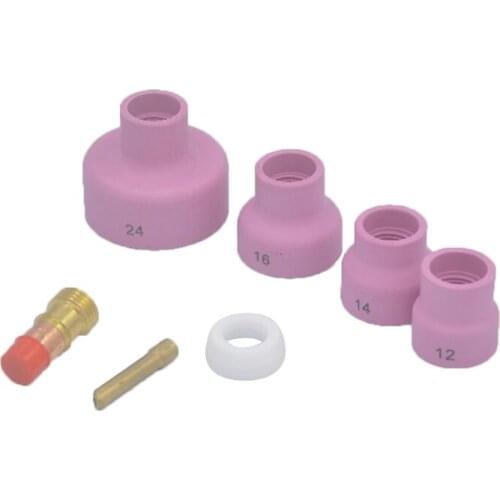 M89B 7pcs/ Set Tig Welding Torch Accessories Kit Tig Welding Equipment Replacemnent Cups Strainer Mesh Collet Gas Lens