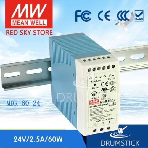 Smoothly MEAN WELL MDR-60-24 24V 2.5A meanwell MDR-60 60W Single Output Industrial DIN Rail Power Supply