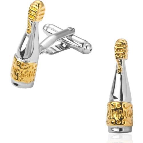 Mens fashion jewelry silvery gold bottle cufflinks French shirt sleeve cuff links
