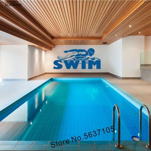 Makeyes Swim Wall Decal,Swimmer Silhouette, Swimming Pool Gfts, Sports Wall Decals,Gift for Boy,Wall Sticker Q397