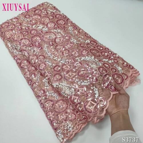 New Style For Sequin Lace Fabric With Sequins Fashionable French Net Fabric For Summer Wedding Dress SL1216