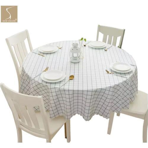 Plain Color Geometric Checkered Art Pattern Home Living Oilcloth Wipe Easy PVC Tablecloth Pure Color Gingham Table Cover