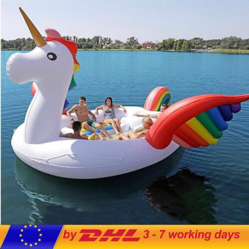 6-8person Huge Flamingo Pool Float Giant Inflatable Unicorn Swimming Pool Island For Pool Party Floating Boat