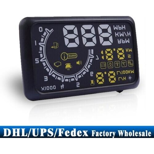 Wholesale) 50 PCS 5.5" Large Screen Car HUD Head Up Display Projector Speeding Warning System OBDII OBD2 Interface KM/h