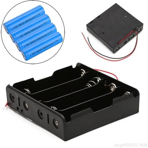 5 Pcs 4x18650 Rechargeable Battery 3.7V Clip Holder Box Case With Wire Lead O27 20 Dropshipping