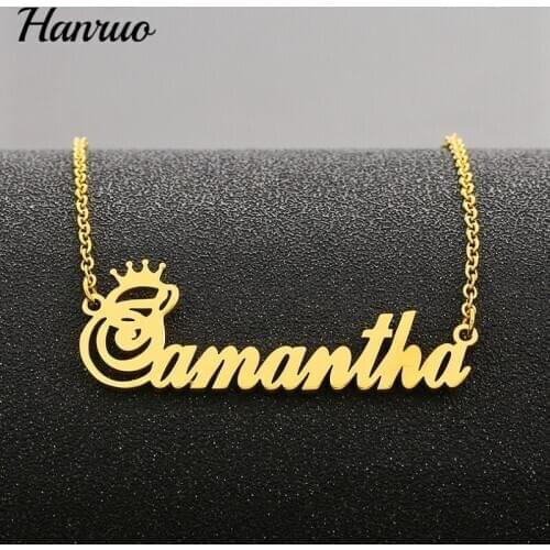 Personalized Customized Your Name Necklace Stainless Steel Crown Charm Choker Gold Necklaces For Women Pendant Colar Jewelry New