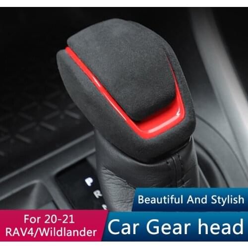 QHCP Car Shift Gear Knob Head Real Carbon Fiber Suede Genuine Leather Replacement Part Fits For Toyota RAV4 Wildlander 2020 2021