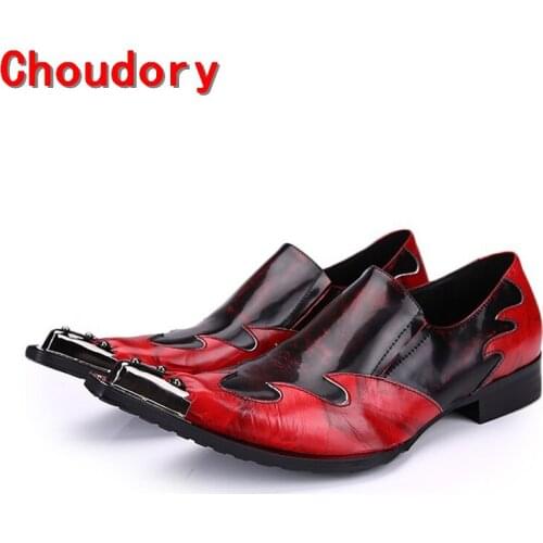 Men leather dress shoes red black spiked loafers pointy men prom shoes italy handmade classic shoes men plus size