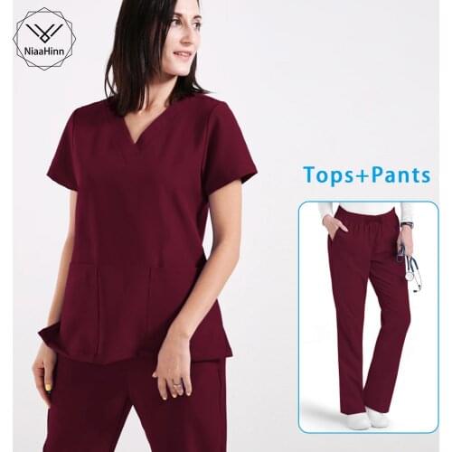 Unisex Pet Grooming Clinic Nursing Clothes Workwear Womens Scrub Sets Tooth Health Check Work Uniform Suits Medical Doctor Suits