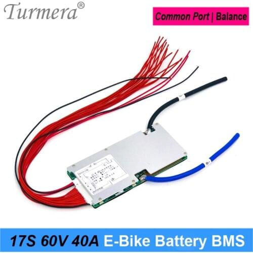 Turmera 17S 60V 71.4V 40A BMS Li-ion Battery Protected Board with Balance for 18650 21700 Electric Bike or E-Scooter Battery Use