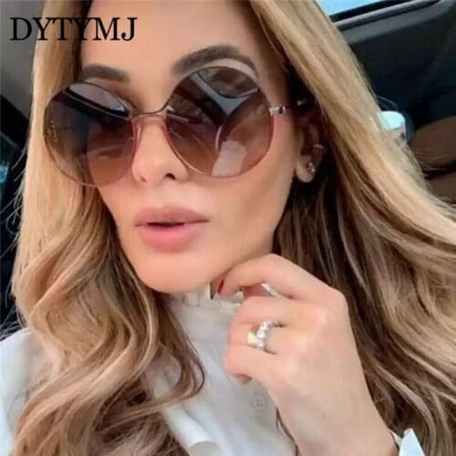 DYTYMJ Alloy Round Sunglasses Women 2021 Vintage Metal Large Frame Glasses Women Gradient Lens Luxury Sun Glasses Men Oculos