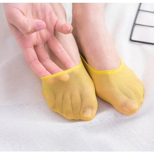 1Pairs Women Summer Five-finger Socks Female Ultrathin Kawaiis Invisible Short Anti Slip Socks Ladies Candy Color Breathable