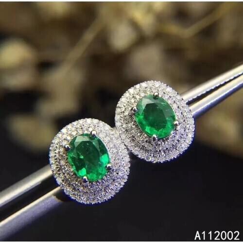 KJJEAXCMY fine jewelry natural Emerald 925 sterling silver women earrings new Ear Studs support test classic trendy