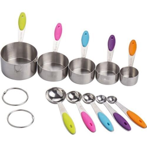 10 Pieces/Set Stainless Steel Measuring Cup Measuring Spoon With Scale DIY Baking Tool Set