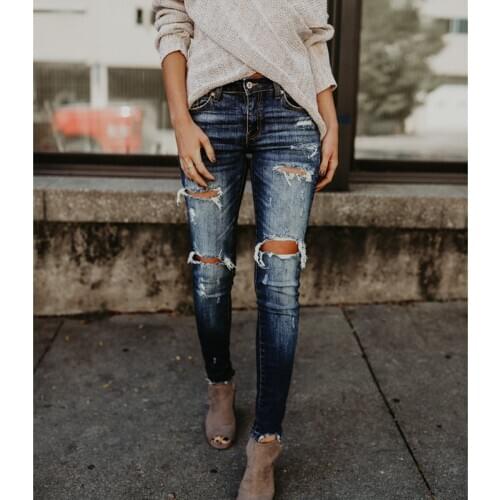 2021 Ripped Jeans Women Slim High Waist Boyfriend Jeans Cotton Summer Autumn Casual Streetwear Denim Pencil Long Pants Skinny
