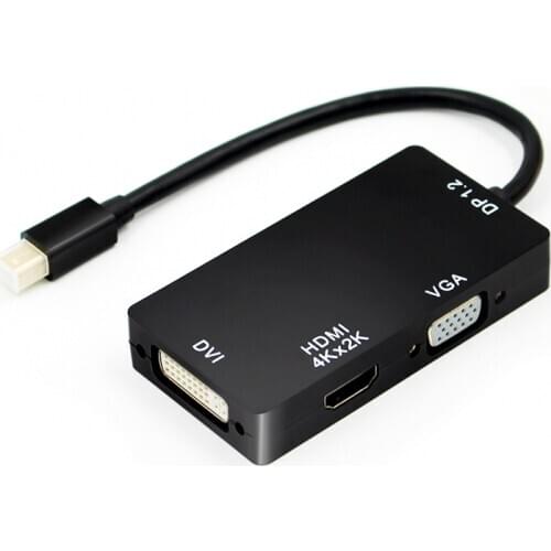 3-in-1 Thunderbolt Mini Displayport DP to HDMI VGA DVI Adapter Converter Cable For MacBook Air Pro for Microsoft surface pro 3 2