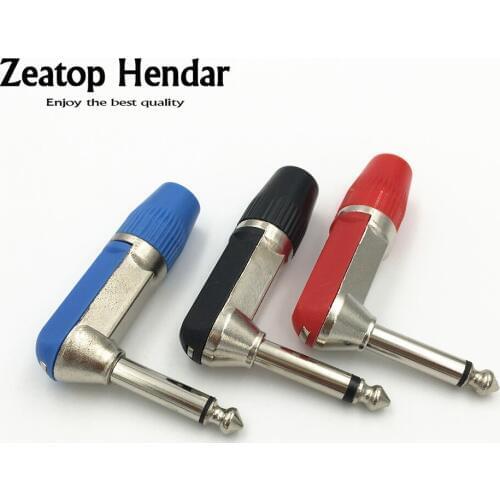 45pcs 6.35mm 2 Pin Mono Audio Stereo Jack Plug Connector Nickel Plated Right Angle Adapter