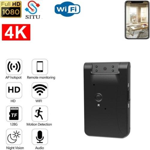 4K HD Wifi Mini Camera Night Vision Portable DVR 1200mah 180° Rotating Len IP Camera Motion Detection Wireless Remote Monitoring