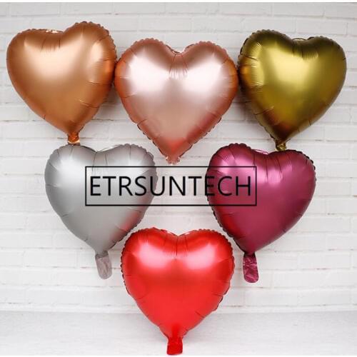 500pcs/lot 18inch pure color balloons love heart balloon aluminum foil globos for wedding party decoration