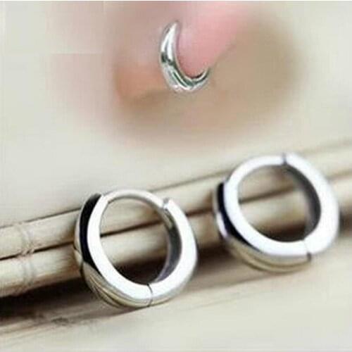 925 Sterling Sliver Loop Circles Wide Small Huggies Hoop Earrings For Women Girls Men Jewelry Anti-Allergic Aros Aretes Ohrringe