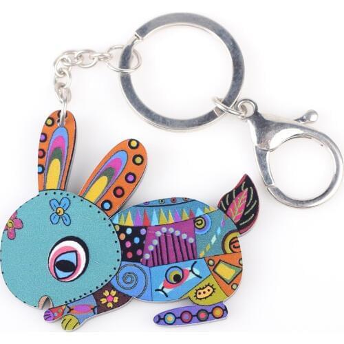 Bonsny 2015 Newest Rabbit Marvel Acrylic Key Chain For Keys Women Girl Decorative Keychain Charm Pendant Jewelry Aceessories
