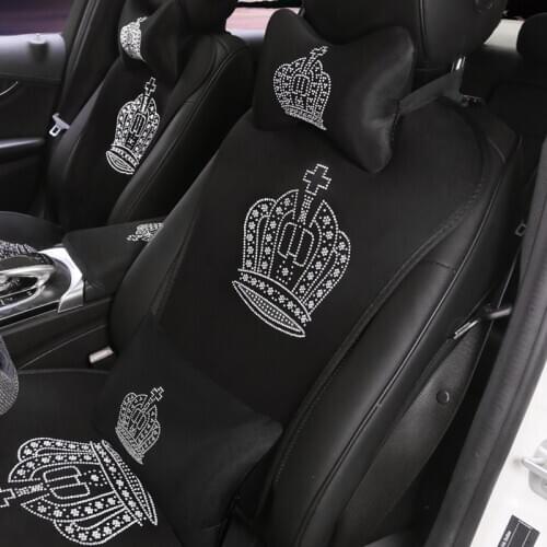 Diamond Crown Car Headrest Pillow Rhinestone Neck Pillow Seat Back Support Summer Cushion Lady Girl gift Car Accessories