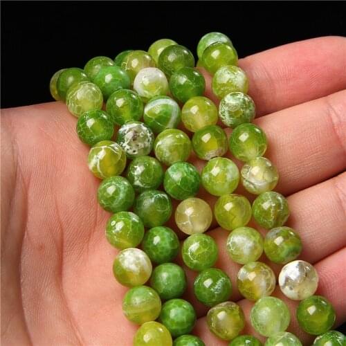 Natural Stone Beads Green Fire Dragon Veins Agates Loose Beads For Jewelry Making DIY Ear Studs Bracelet Accessories 6/8/10mm