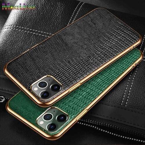 Genuine Leather Case For iPhone 11 12 Pro MAX 12 Mini 11Pro 12Pro X XR XS Max Case Luxury Plating Soft edge Phone Back Cover