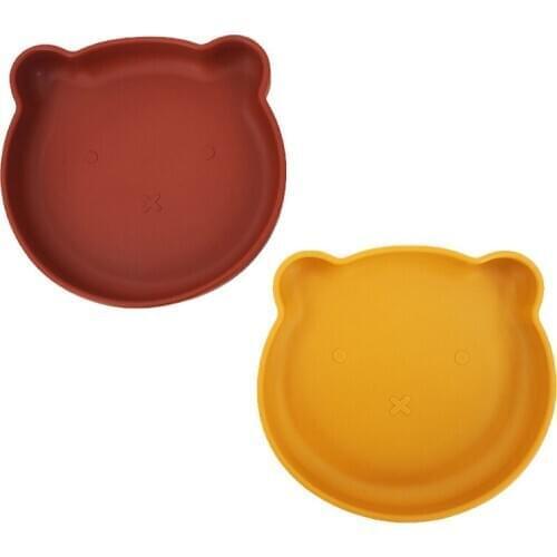 Chenkai 5pcs 4 Color Silicone Baby Bear Shape Dinner Plate Infant Tableware Waterproof Food Feeding Bowl Shatter-resistant Plate