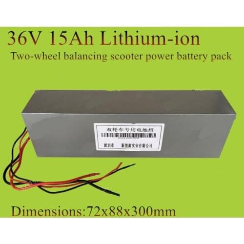 Long size 36V 15AH Battery Lithium ion Repalcement for 2 Wheel Foldable Electric Scooter 300w 600w motor E-bike + 2A charger