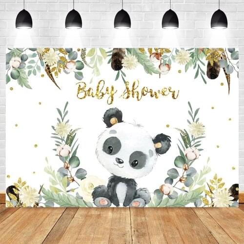 Backdrop Baby Shower Flower Photography Panda Background Boy or Girl Birthday Party Gold Sequin Custom Made Newborn Photo Studio