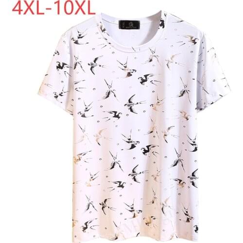 Summer New 3D Animal Printed Swallows T-shirt Large Size 10XL Men Stretch Tops Clothing Cool Short Sleeve Streetwear Tee Shirts