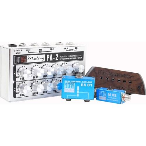 Muling M02 Dual System Guitar Pickup Kit with Pre-Amp & Pickup