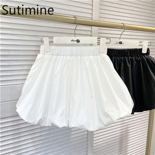 Sutimine Summer A-line Wide Leg Shorts Women 2021 New Flower Buds Fluffy Lantern Shorts for Girls