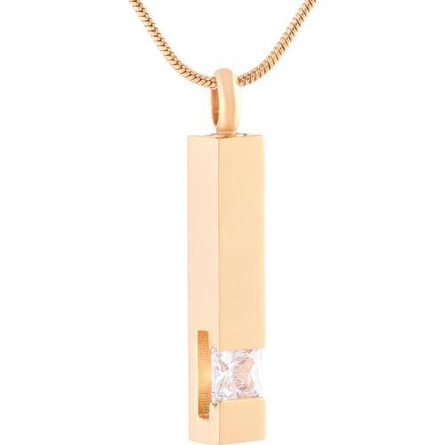 Multiple Color Crystal Bar Urn Hold Ashes Gold PVD Stainless Steel Cremation Urn Pendant Necklace Women Memorial Jewelry