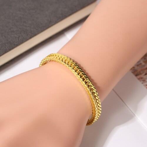 Fashion Classic Gold Color Men Bracelet Hip Hop Rock Unisex Hand Chain Charms Trendy Punk Jewelry Accessories For Women Men