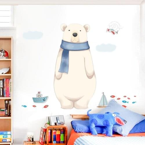 Cartoon Polar Bear Mighty Tiger Cartoon Elephant Cartoon Giraffe Self-Adhesive Wallpaper Children Wall Stickers