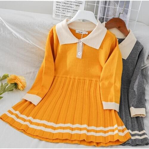 New Baby Girls Dress of Girls Princess Dresses Autumn Winter Sweater A-Line Pleated Dress for Girl Kids Dress Children Clothing