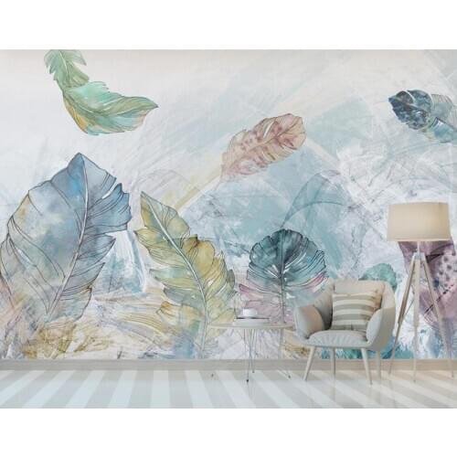 Abstract Feather Wall Mural Watercolor Wallpaper for Living Room Large Photo Printed Wall Papers Roll Home Decor Papel De Parede